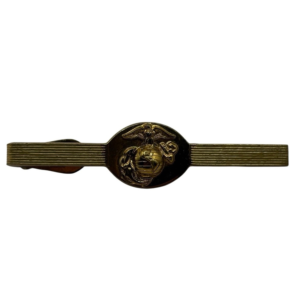 USMC Marine Corps Tie Bar Clip Swank Eagle Anchor Globe Gold Tone Military‎ VTG - Picture 5 of 10